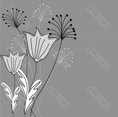 Vintage card with hand drawn flowers