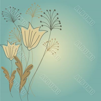Vintage card with hand drawn flowers