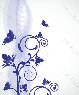 Floral card with butterflies