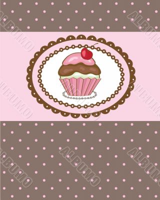 Cute vector background with small cupcake