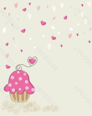 Cute vector background with small cupcake