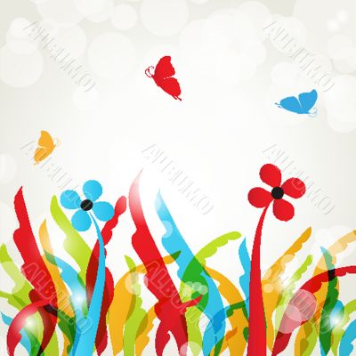 Floral card with butterflies