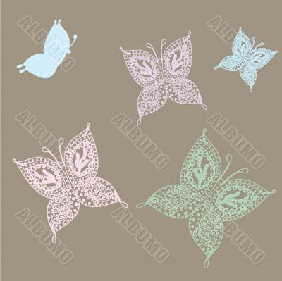 Various vector butterflies on  background