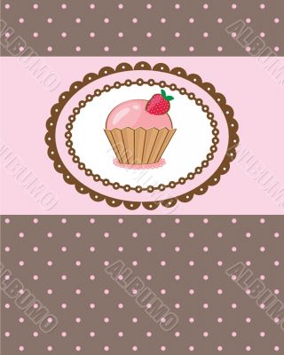 Cute vector background with small cupcake