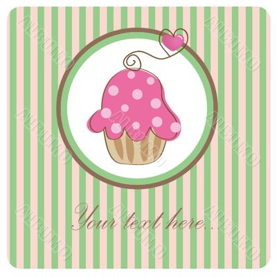 Cute vector background with small cupcake