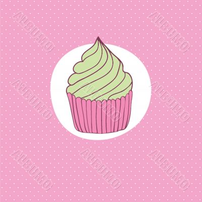 Cute vector background with small cupcake