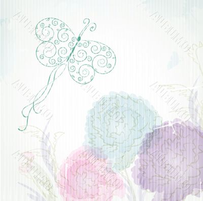 Floral card with butterflies
