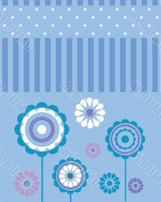 Vintage card with hand drawn flowers