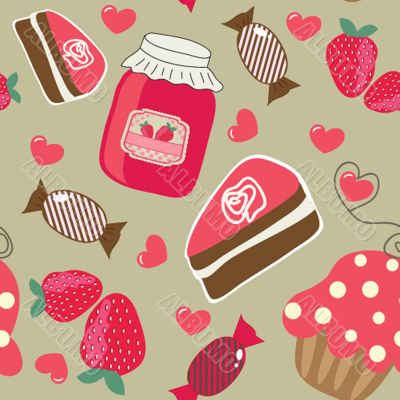 Cute vector background with small cupcake