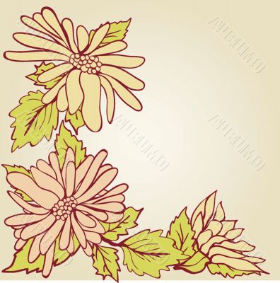 Vintage vector frame on floral background