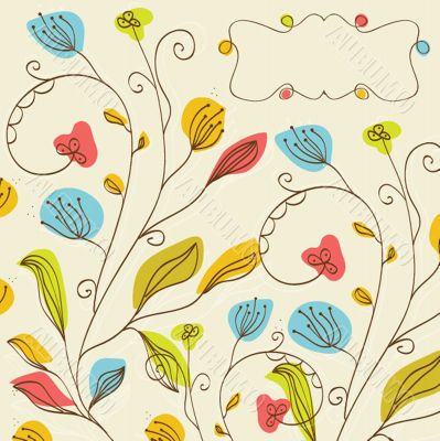 Vintage vector frame on floral background