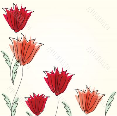 Vintage card with hand drawn flowers