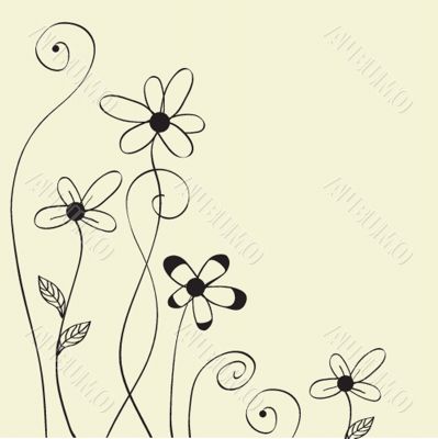 Vintage vector frame on floral background