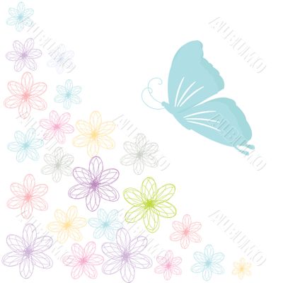 Floral card with butterflies