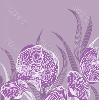 Vintage vector frame on floral background