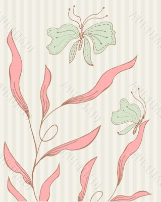 Vintage vector frame on floral background