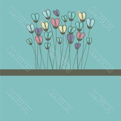 Vintage card with hand drawn flowers