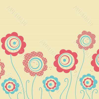 Vintage vector frame on floral background