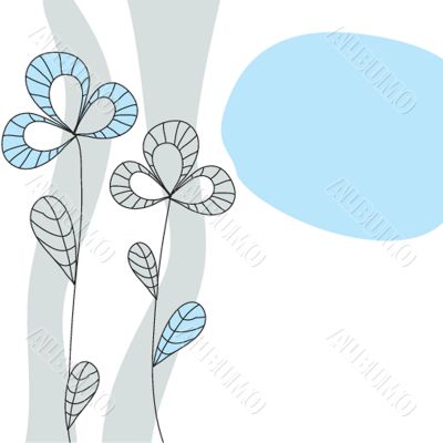 Vintage card with hand drawn flowers