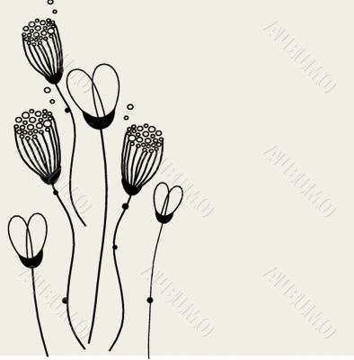Vintage card with hand drawn flowers