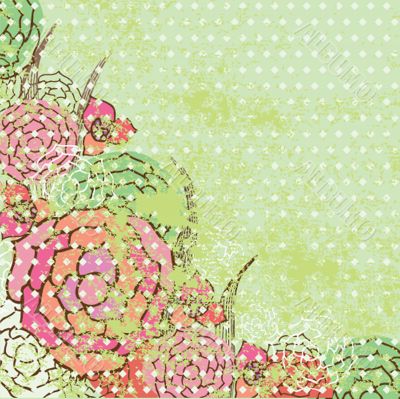 Vintage vector frame on floral background