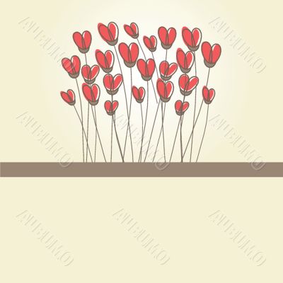 Vintage card with hand drawn flowers