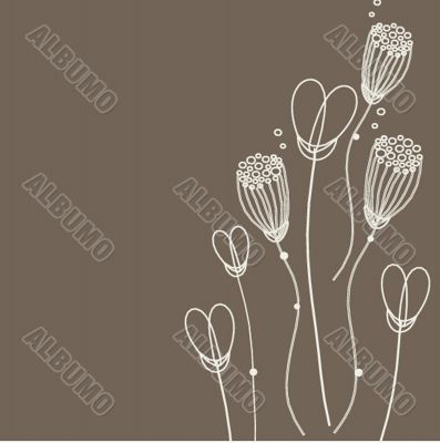 Vintage card with hand drawn flowers