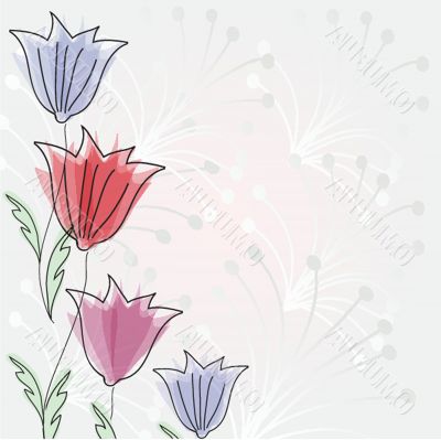 Vintage card with hand drawn flowers