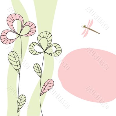 Vintage card with hand drawn flowers