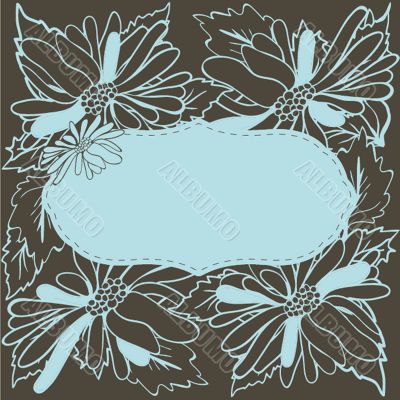 Vintage card with hand drawn flowers