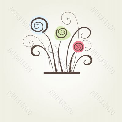Vintage vector frame on floral background