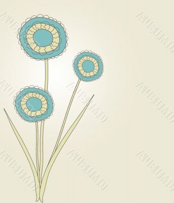 Vintage card with hand drawn flowers