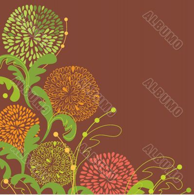 Vintage vector frame on floral background