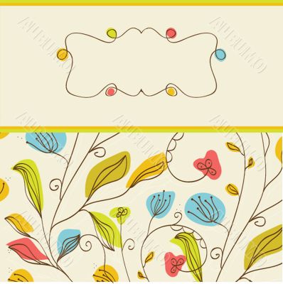 Vintage vector frame on floral background