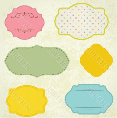 Vintage frame on polka dot background