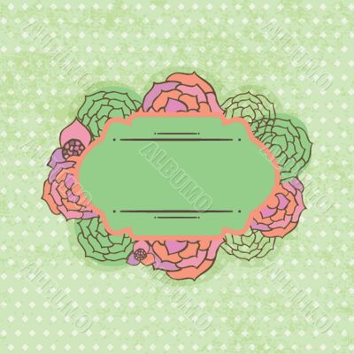 Vintage vector frame on floral background