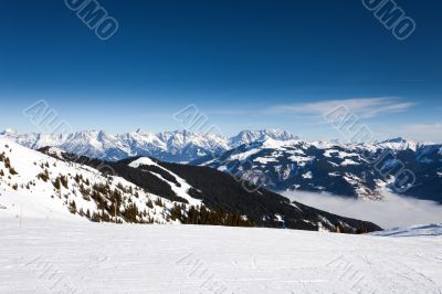 Winter with ski slopes of Kaprun resort