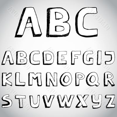 Grunge hand drawn alphabet.