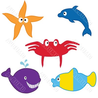 Sea animals collection. Vector format