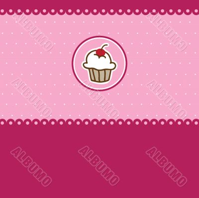 Cute vector background with small cupcake