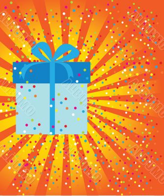 Greeting christmas card with present box
