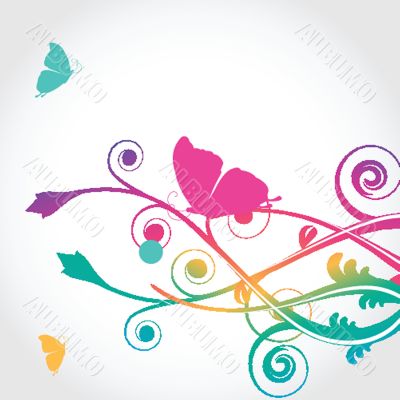 Floral card with butterfly
