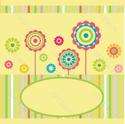 Vintage card with hand drawn flowers