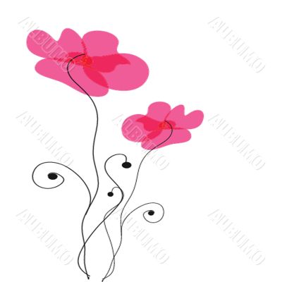 Vintage card with hand drawn flowers
