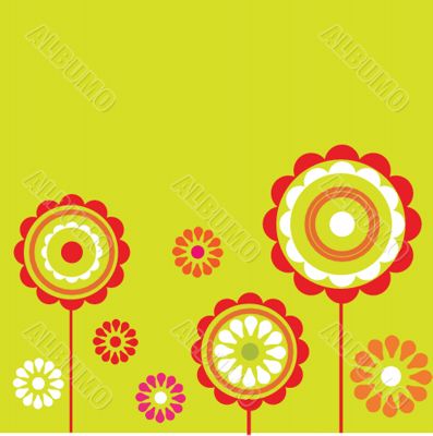 Vintage card with hand drawn flowers