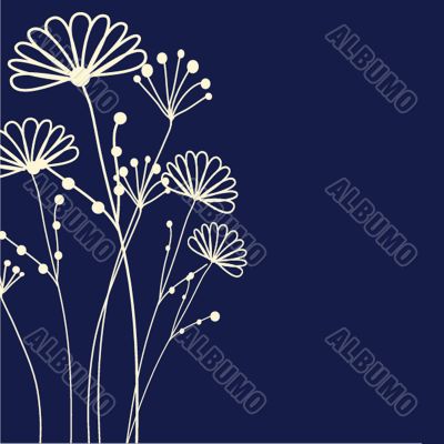 Vintage card with hand drawn flowers