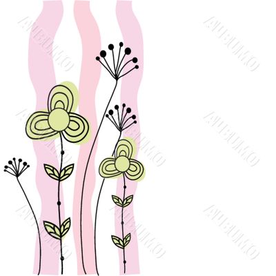 Vintage card with hand drawn flowers