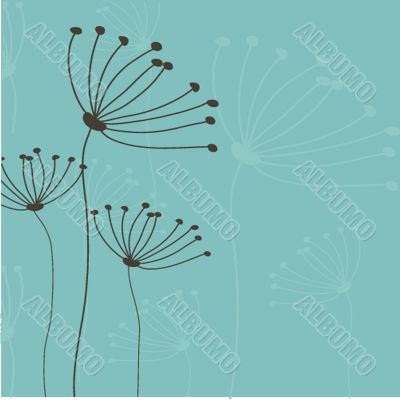 Vintage card with hand drawn flowers