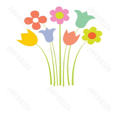 Vintage card with hand drawn flowers