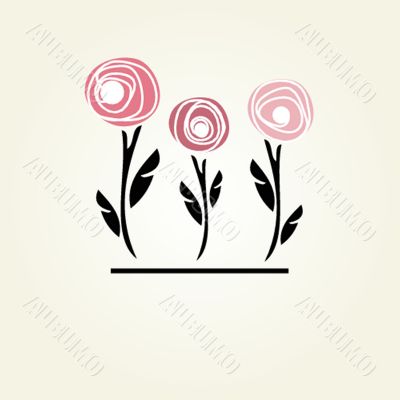 Vintage card with hand drawn flowers